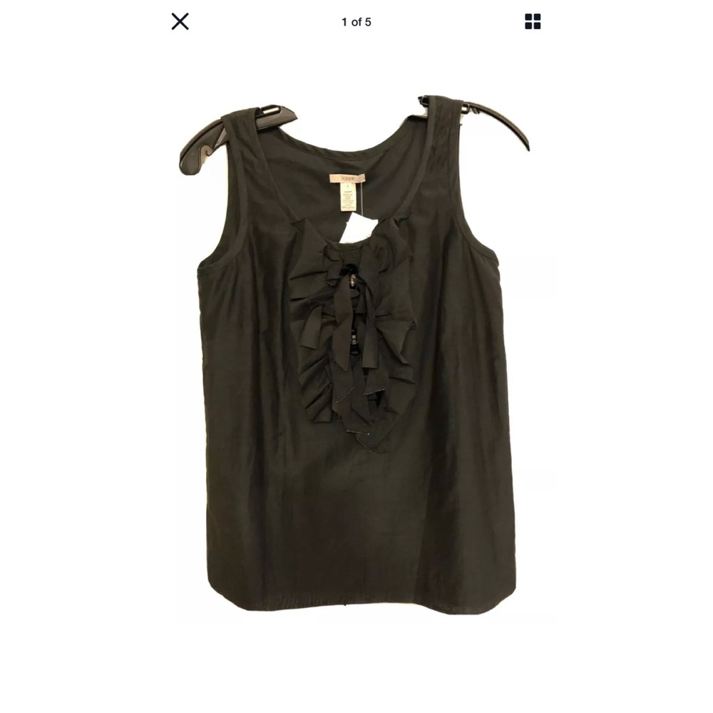 J. Crew Embellished Ruffle Front Top Size 2 NEW